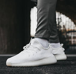 Чоловічі кросівки Adidas Yeezy Boost 350 весна-осінь-літо демісезонні білі. Фото наживо