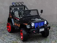 Детский электромобиль джип Jeep Wrangler Bambi 4 мотора черно-красный