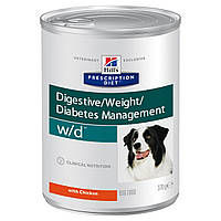 Hills Prescription Diet Canine w/d (Хиллс Канин в/д Курица) влажный корм для собак с сахарным диабетом 12 шт.