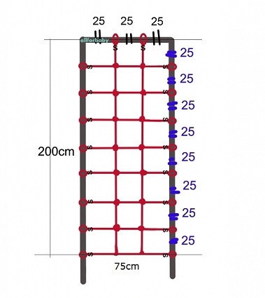 Сітка для лазіння c S-Hook, 0,75 * 2 м. червона