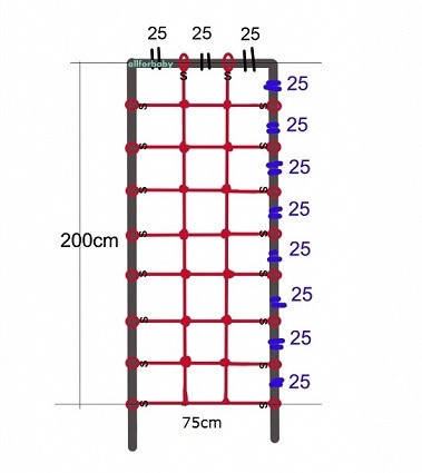 Сітка для лазіння c S-Hook, 0,75 * 2 м. червона, фото 2