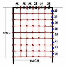 Гладіаторська сітка для лазіння 200 x 150 см S-Hook для дитячих ігрових комплексів