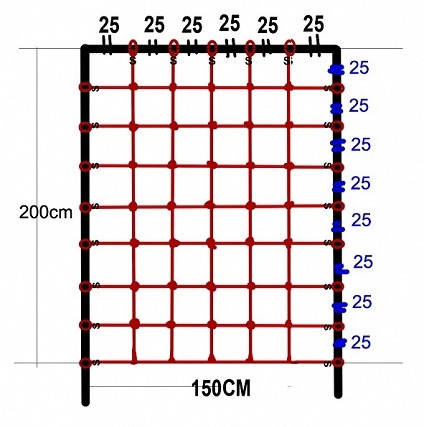 Гладіаторська сітка для лазіння 200 x 150 см S-Hook для дитячих ігрових комплексів, фото 2