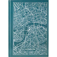 Книга записная "Maps London", А4, 96л, клетка, твёрдая обложка, бирюзовая 8422-516-А Axent