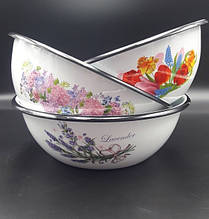 Миска емальована Новомосковськ 1,5л "Лаванда" І0308/2 біла