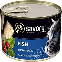 Влажный корм для привередливых котов Savory Cat Can Adult с рыбой 200 г
