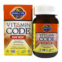 Сырое Железо с Витаминами и Пробиотиками, Vitamin Code, Garden of Life, 30 гелевых капсул