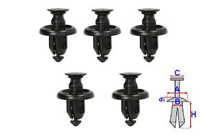 Автомобільні Кліпси (Пістони) Пластикові Romix для Toyota (5 шт/уп.)