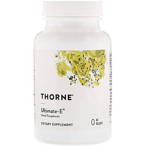 Витамин Е, Смесь Токоферолов, Ultimate-E, Thorne Research, 60 гелевых капсул
