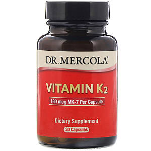 Витамин K2, 180 мкг, Vitamin K2, Dr. Mercola, 30 капсул