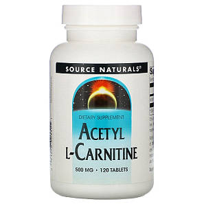 Ацетил L-Карнитин 500 мг, Acetyl L-Carnitine, Source Naturals, 120 таблеток