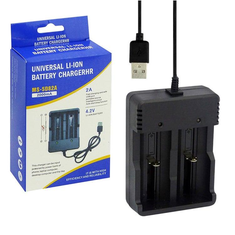 Зарядний пристрій для акумуляторів 2x18650/від USB/Li-ion Charger MS-5D82A