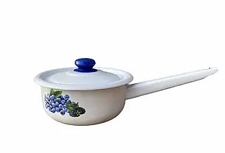 Ківш емальований 1.5л Новомосковськ з кришкою з декором 2108/2