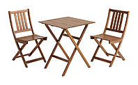 Складной садовый набор мебели из дерева (2 складных стула + складной столик ) пропитанный хардвуд,