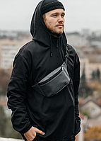 Сумка на пояс чоловічий зі шкірозамінника, сіра бананка