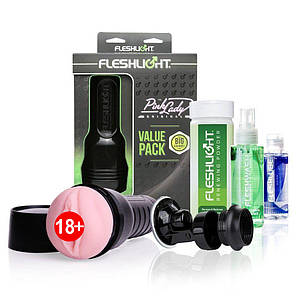 Мастурбатор Fleshlight Pink Lady Original Value Pack: присоска, мастило, засіб для чищення та відновлення