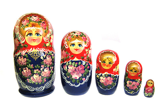 Статуетка Матрішка з дерева 5 шт., фото 1