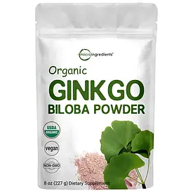 Organic Ginkgo Biloba Powder, 8 Ounces Екстракт органічного гінкго білоба у порошку, 227г