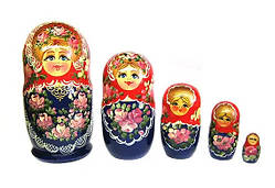 Дерев'яна матрьошка сувенірна з розписом 5 в 1