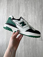 Кроссовки мужские New Balance 550 Green зеленые кожа демисезонные стильные Нью Беленс 42