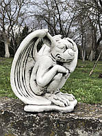 Садова фігура, скульптура Гаргульй з крилами для декору саду виготовлена з цементу, ручної роботи 28 см