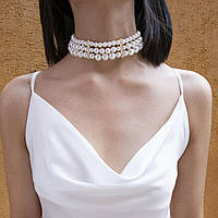 Ожерелье, намисто тришарове зі штучних перлів
