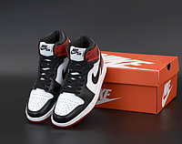 Кроссовки Nike Air Jordan 1 Retro High Black Red обувь Найк Джордан красные высокие мужские женские подростков