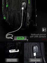 Рюкзак шкільний підлітковий для хлопчика ортопедичний з USB порт 5-11 клас чорно-синій SkyName 90-129, фото 3
