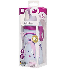 Поїльник NIP Kids Cup 330 мл з висувною кришкою 18 м+, Дівчинка 35052