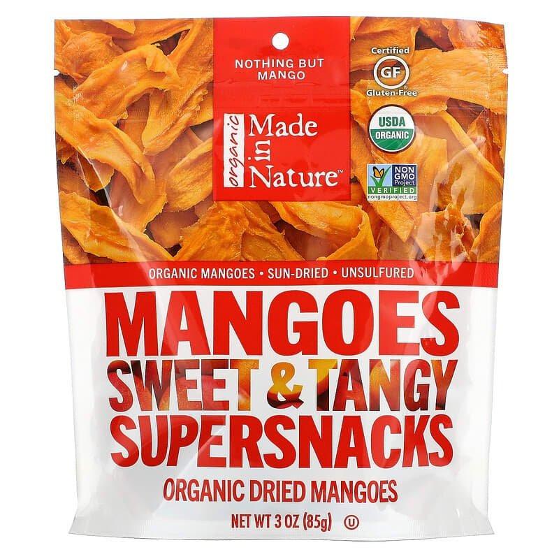 Сушені плоди манго Made in Nature "Mangoes Sweet & Tangy Supersnacks" (85 г)