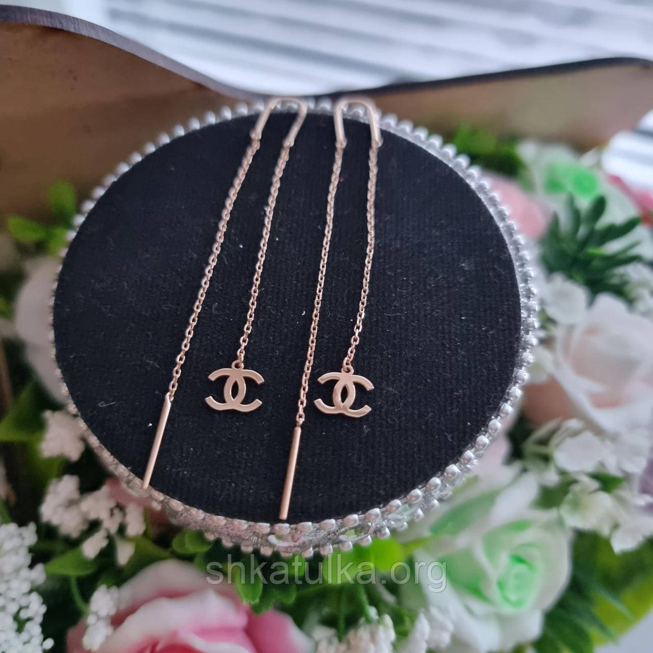 ᐉ Сережки протяжки золоті ланцюжки без камінців купити за доступною ...