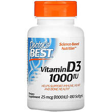 Вітамін D3, Doctor's Best "Vitamin D3" 1000 МО (180 гелевих капсул)