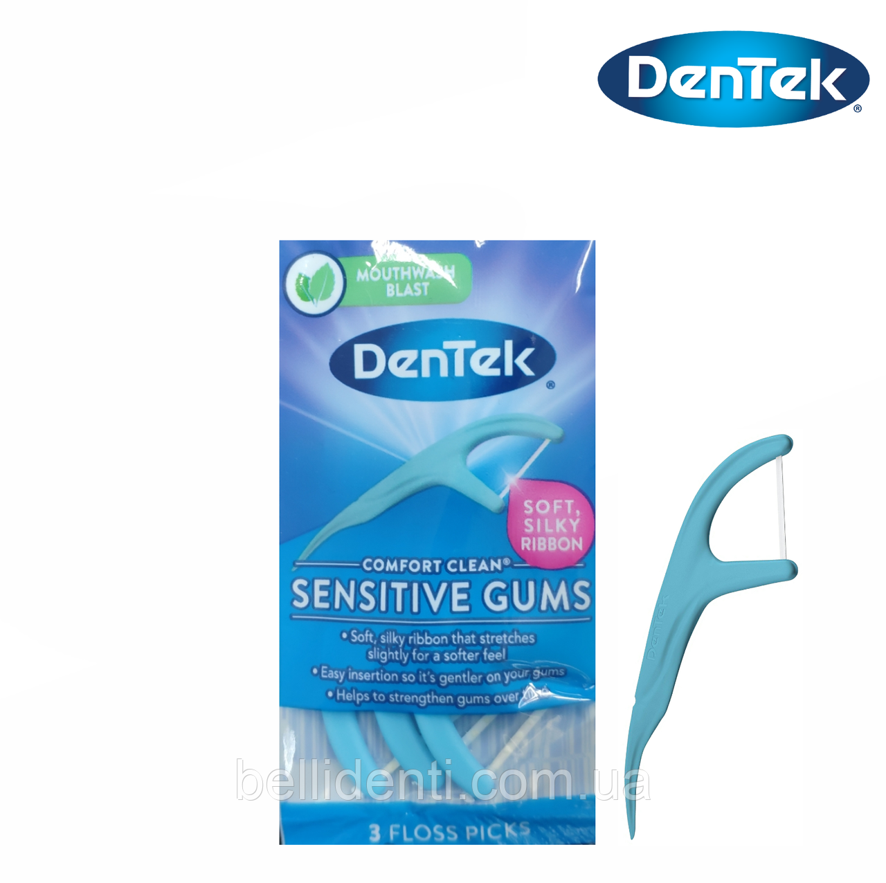 DenTek Комфортне очищення Флоссзубочистки 3 шт продаж, ціна у Львові