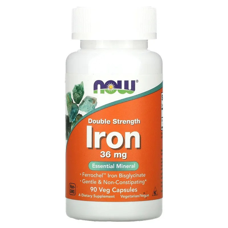 Залізо NOW Foods "Iron" подвійна сила, 36 мг (90 капсул)