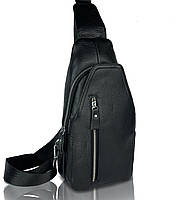 Мужская кожаная сумка-слинг Tiding Bag Черная - MK77120, фото 2