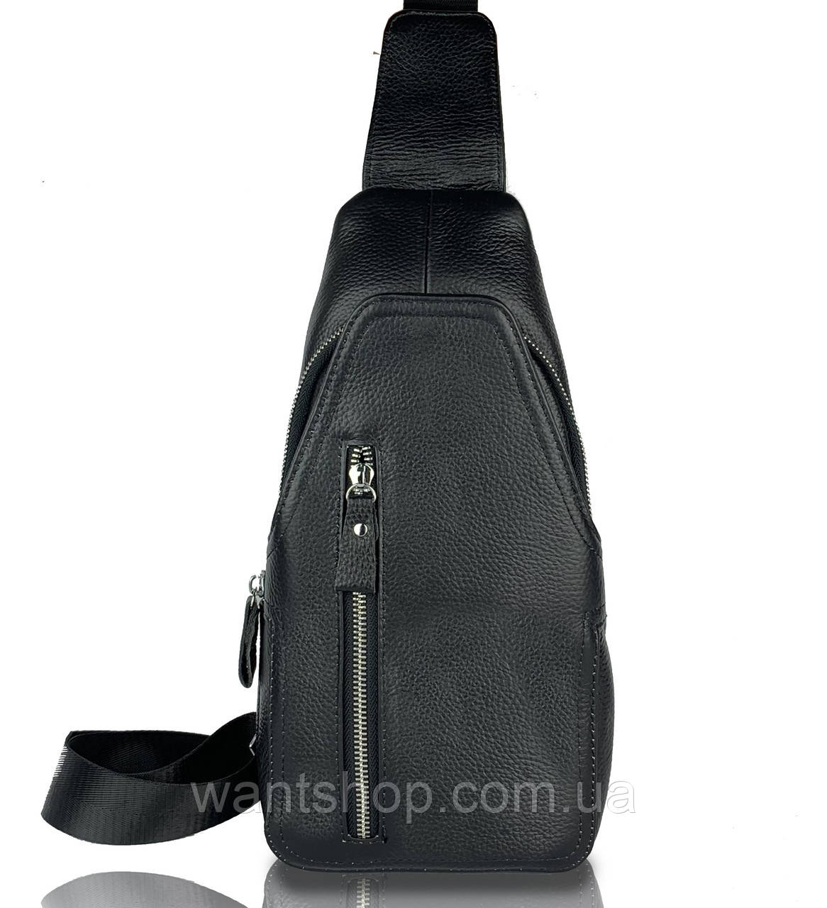 Мужская кожаная сумка-слинг Tiding Bag Черная - MK77120