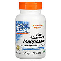 Хелатный магний Doctor's Best "High Absorption Magnesium" 100 мг (120 таблеток)