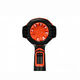 Фен технічний YATO YT-82295 2 кВт 50-600° 250-500 л/хв 7 режимів температури + 5 насадок (Чорно-жовтогарячий), фото 5