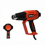 Фен технічний YATO YT-82295 2 кВт 50-600° 250-500 л/хв 7 режимів температури + 5 насадок (Чорно-жовтогарячий), фото 8