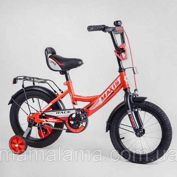 Велосипед для Дитини 4-5 Років, Колеса 14 Дюймів, Помаранчевий, Доп ...