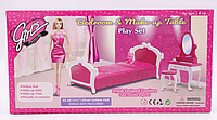Спальня для Барбі для ляльок меблі лялькове ліжко 30 см трюмо стільчик аксесуари Gloria