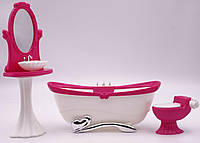 Набор кукольной мебели для Барби Ванная комната , ванная, унитаз, раковина и тд. Gloria 3013
