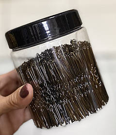 Шпильки для волосся хвилясті коричневі в банці 6,5 см (585 шт./пач.)