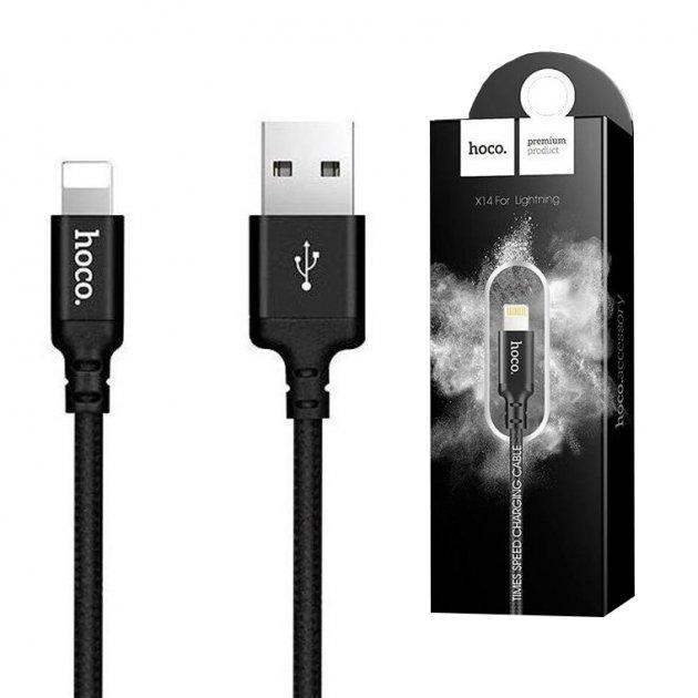 Кабель Data lightning USB HOCO X14 1 м, Чорний, фото 1