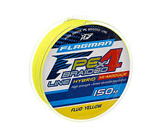 Шнур Flagman PE Hybrid F4 150м Fluo Yellow 0.23 мм