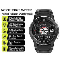 Мужские смарт часы круглые режим работы 2-14 дней водостойкие North Edge XTrek Black, фото 4