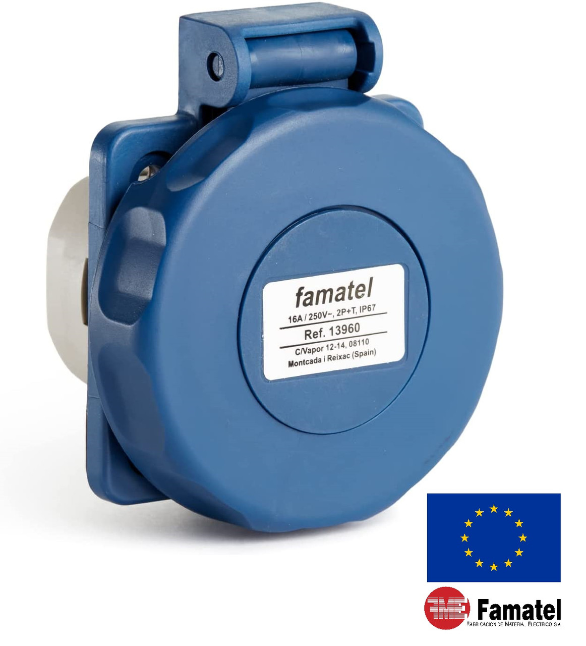 Розетка встраиваемая IP67 Famatel 13960 16A 230V 2P+PE с крышкой ...