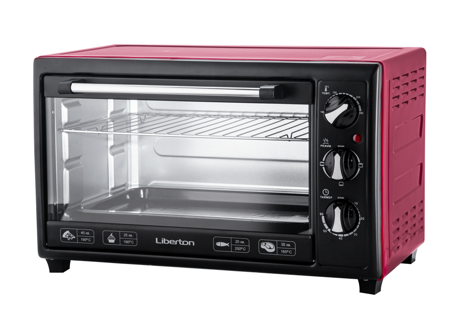 Електрична піч духовка настільна LIBERTON LEO-350 Red (35 л, 1800 Вт, Німеччина)