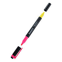 Текстовый маркер двусторонний, флуоресцентный, жёлтый+розовый 2534-10 Axent
