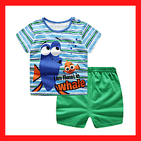 Костюм для хлопчика на 1-2 роки Літній костюм на зріст 110 см Дитячі футболки та шорті